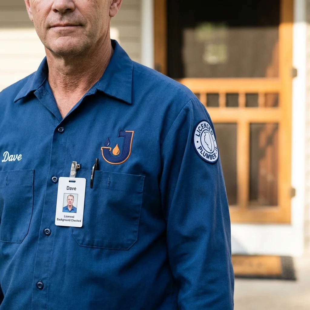 Licensed plumber showing ID badge in Keuka Park, NY